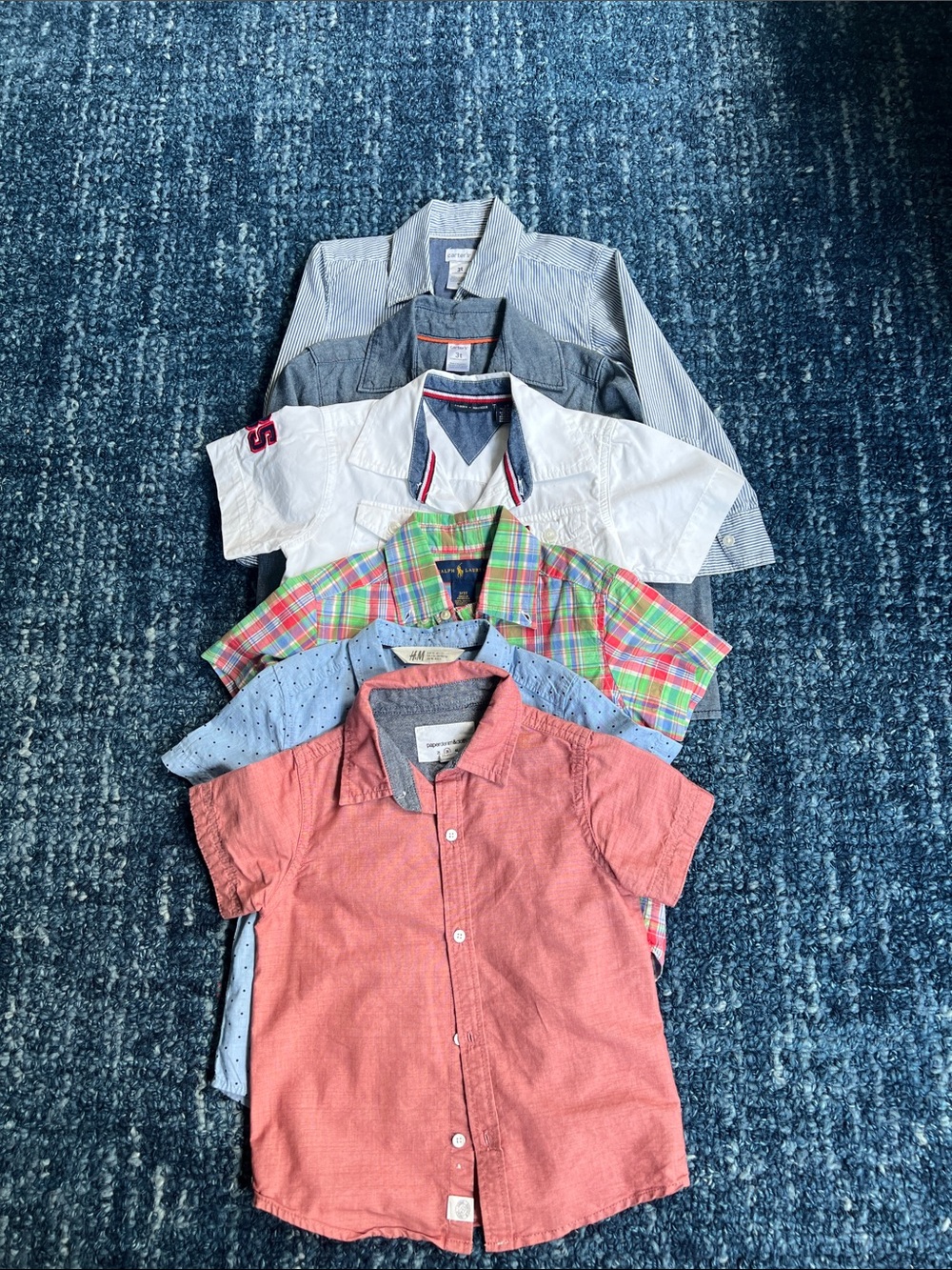 Bundle of 6 brand names buttons down shirts for toddler boy 3T
